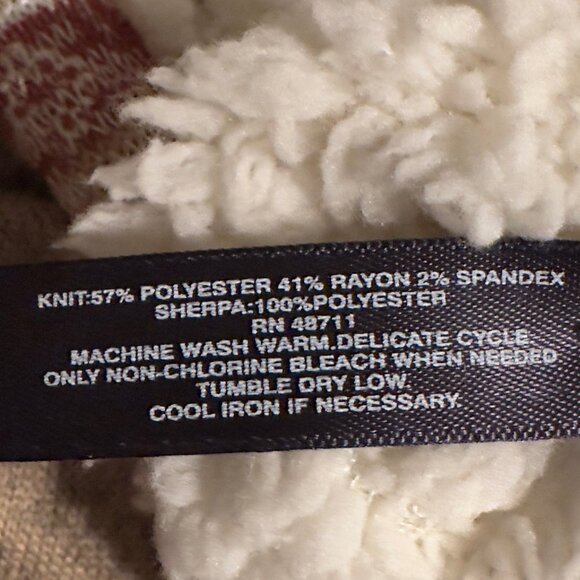 MASSINI Long Sleeve Beige Knit Top With Separate Aztec Pattern Scarf Size Small - Picture 9 of 9